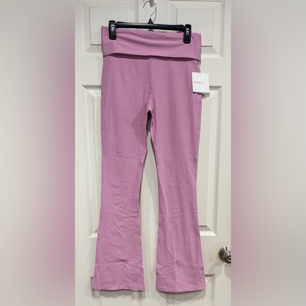 Beyond Yoga Women's XL Spacedye Foldover Bootcut Pant Pink Haze Heather NWT